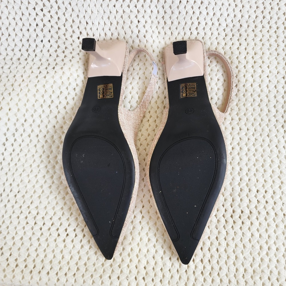 Women Heels Slingback Closed Pointed Toe Low Pump Kitten Heel Casual Dress Shoes - Picture 6 of 8